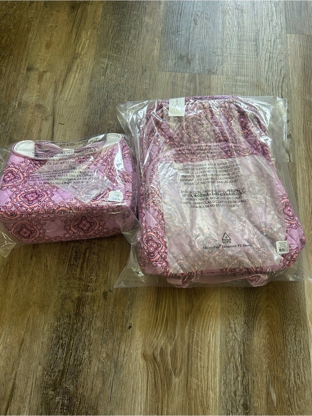 Vera Bradley Pink Quilted Backpack and lunch box Set - Picture 2 of 6